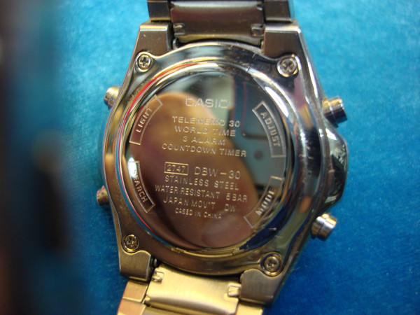 CASIO DBW30 Data Bank Telememo Analog/Digital Watch - Unworn, Stainless Steel, Gold Accents