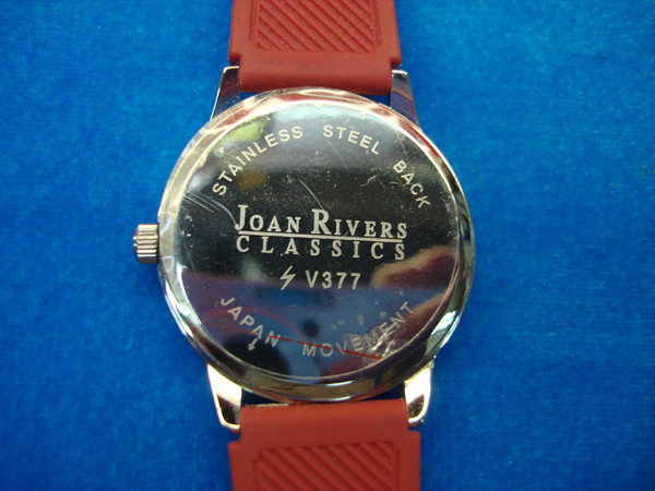 Joan Rivers Classics Quartz Watch - Day Date, New Battery & Tags - Red Silicone Strap