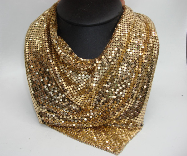 Vintage Whiting & Davis Gold Mesh Bib Necklace | Estate Find - 16