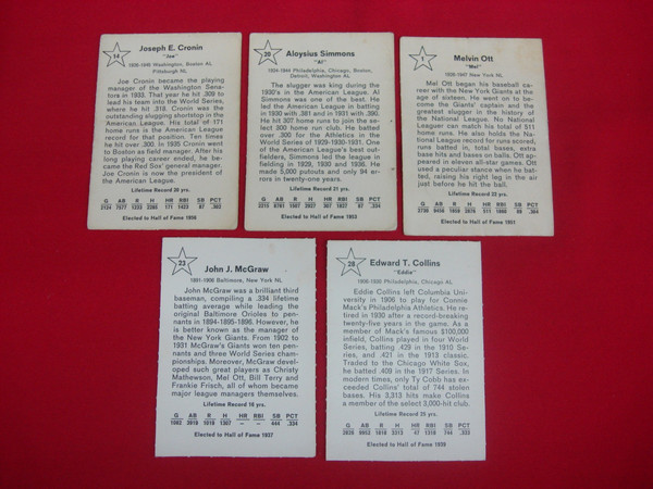 Vintage 1961 Golden Press Baseball Card Lot - Cronin, Simmons, Ott, McGraw & Collins