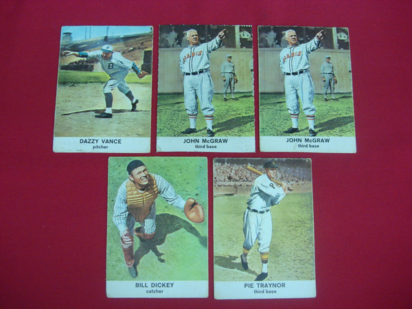 Vintage 1961 Golden Press Baseball Card Lot: Vance, Dickey, McGraw & Traynor