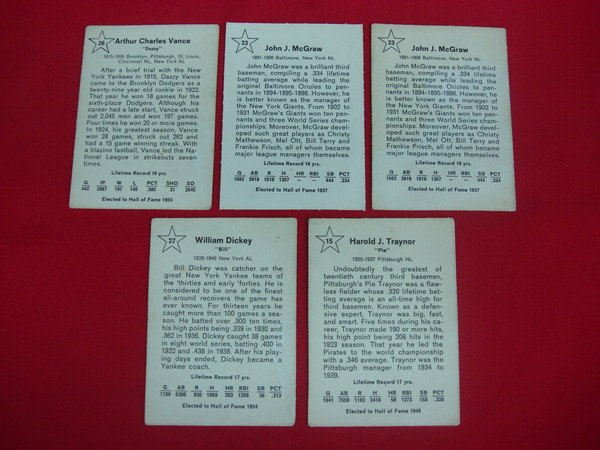 Vintage 1961 Golden Press Baseball Card Lot: Vance, Dickey, McGraw & Traynor