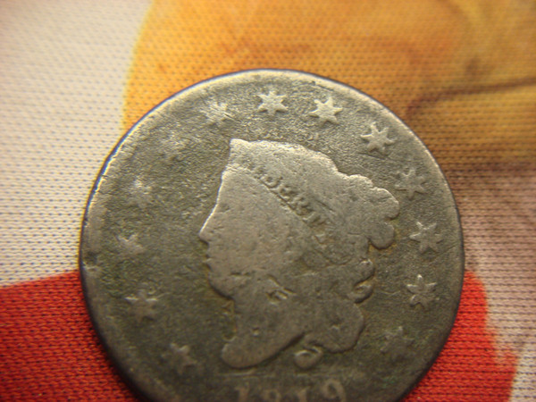 1819 U.S. Matron Head Large Cent - Small Date, Circulated & Natural - Coin Collection Gem