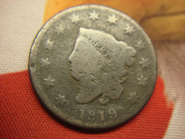1819 U.S. Matron Head Large Cent - Small Date, Circulated & Natural - Coin Collection Gem