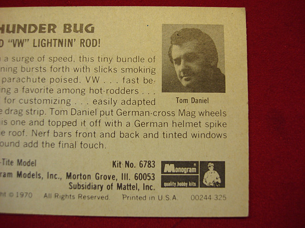 Rare 1970 Thunderbug Model Kit Insert - Monogram #6783 - Vintage Collectible Card