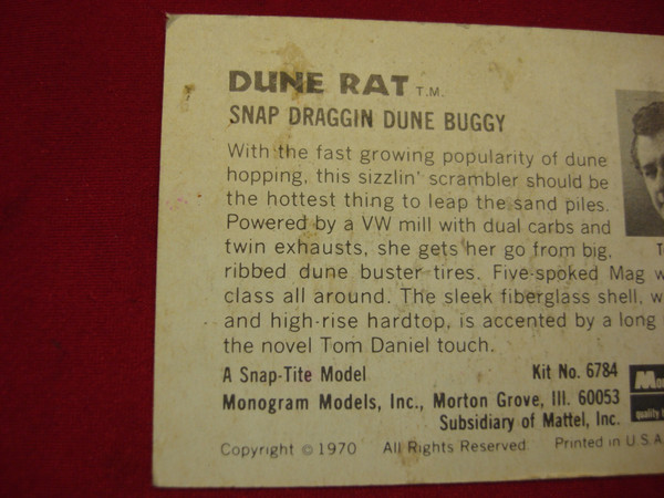 Vintage 1970 Monogram DUNE RAT Model Kit Card #6784 - Display & Collect