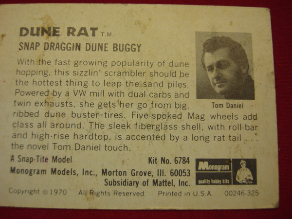Vintage 1970 Monogram DUNE RAT Model Kit Card #6784 - Display & Collect