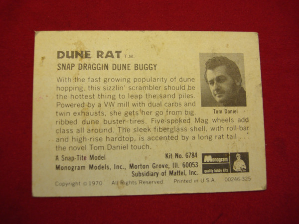 Vintage 1970 Monogram DUNE RAT Model Kit Card #6784 - Display & Collect