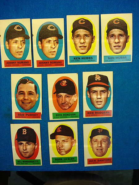 Vintage 1963 Topps Baseball Peel Off Cards (8-Card Lot) - Original Backings