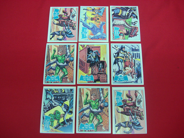 Vintage 1966 Topps Batman Comic Trading Cards (Set of 9) - Great Condition!