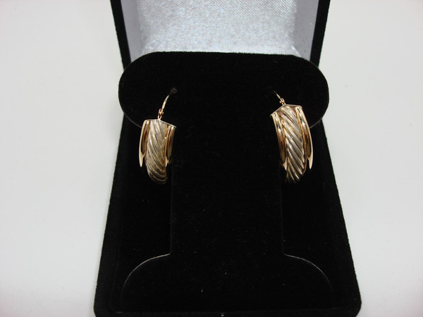 CJI 14K Gold & Sterling Silver Braided Hoop Earrings (3/4