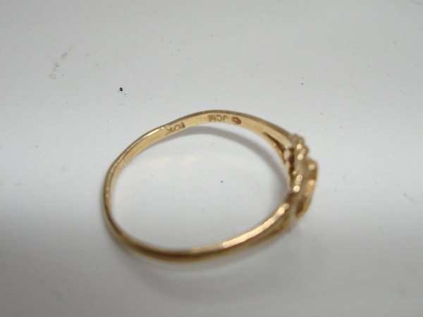 Solid Gold Cross Ring with Diamond Accent - JCM 10K Size 3