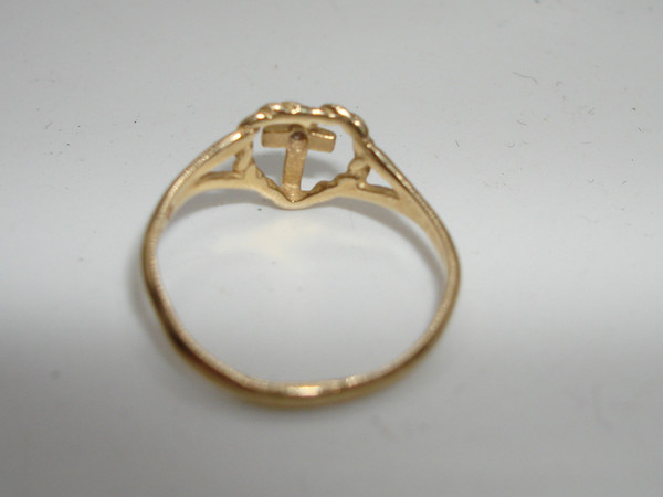Solid Gold Cross Ring with Diamond Accent - JCM 10K Size 3