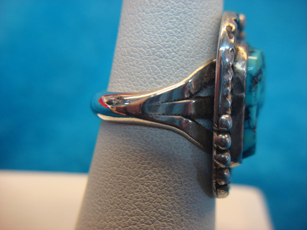 Vintage Navajo Sterling Silver Turquoise Ring - Size 6 1/2