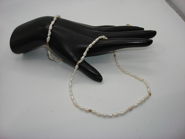 Vintage Freshwater Pearl Necklace & Bracelet Set with 14K Gold Clasp - Elegant Gift