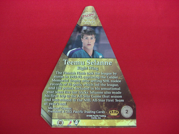 1997-98 Pacific Crown Royale Cramer's Choice Teemu Selanne Jumbo Foil Die-Cut Card #2