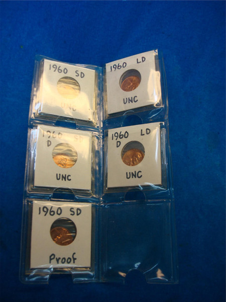 Rare 1960 Lincoln Cents Collection (P & D + Proof) - UNC/Proof, 5 Different Coins