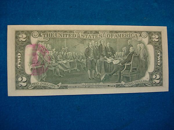 Series 1976 $2 Note with Valley Forge, PA Postmark - First Day of Issue (Bleed-Through)