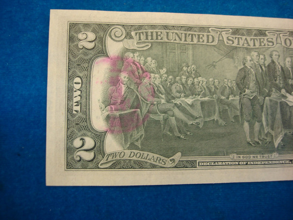 Series 1976 $2 Note with Valley Forge, PA Postmark - First Day of Issue (Bleed-Through)