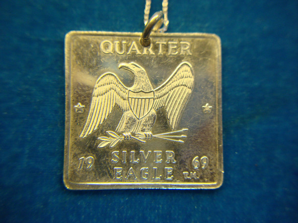 Vintage 1969 Silver Eagle .999 Fine Silver Pendant with 18