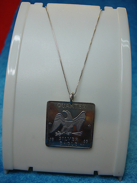 Vintage 1969 Silver Eagle .999 Fine Silver Pendant with 18