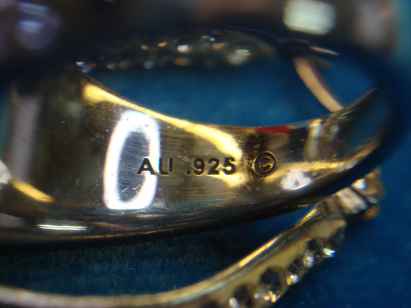 Sterling Silver Pave Ring & Earring Set - Multicolor Stones (Purple, White) - Pre-Owned