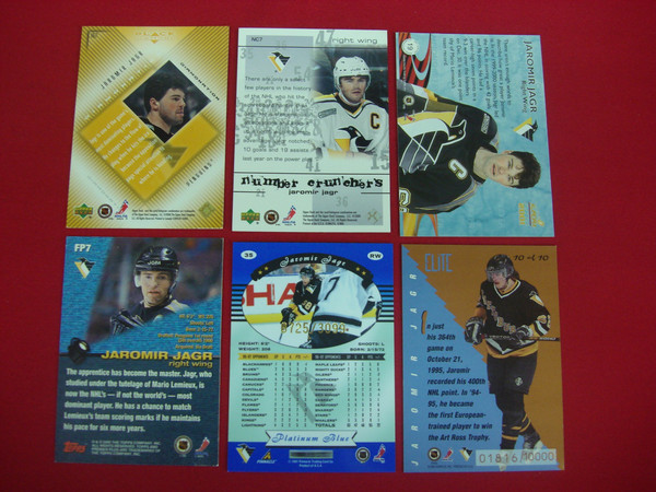 Jaromir Jagr Foil Hockey Card Lot (6 Cards, Penguins, Serial #s & Parallels)