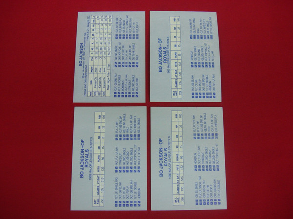 BO JACKSON & Royals Baseball Cards - Broder Grand Slam 4-Card Lot