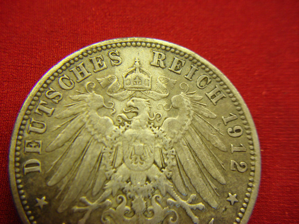 1912 D Bavaria 3 Mark Silver Coin (900 Fine) - Detailed & Historically Significant