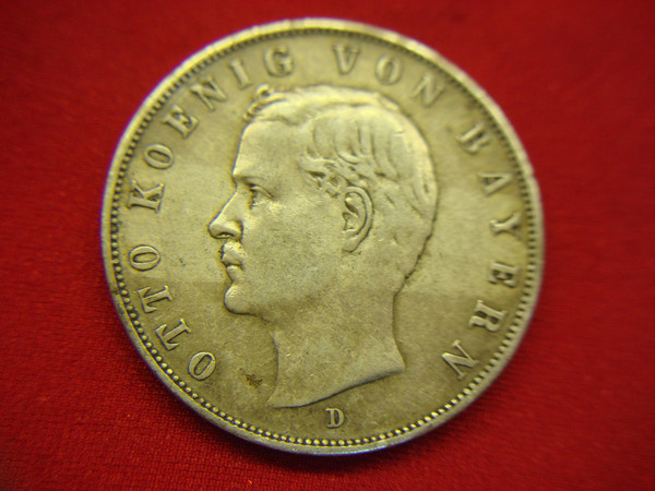 1912 D Bavaria 3 Mark Silver Coin (900 Fine) - Detailed & Historically Significant