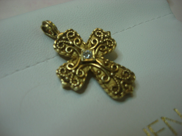 Antique 18K Gold Byzantine Reversible Cross with Diamonds & Gemstones (Greece)