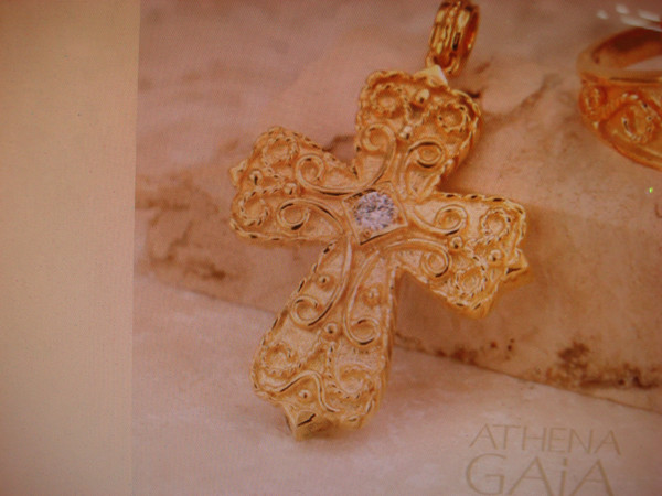 Antique 18K Gold Byzantine Reversible Cross with Diamonds & Gemstones (Greece)