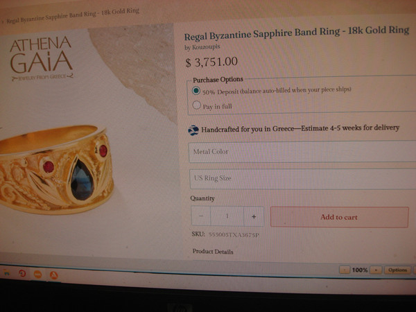 Regal Byzantine Sapphire & Ruby 18K Gold Ring (Size 11) - Authentic Athena Caia, $3750 Value