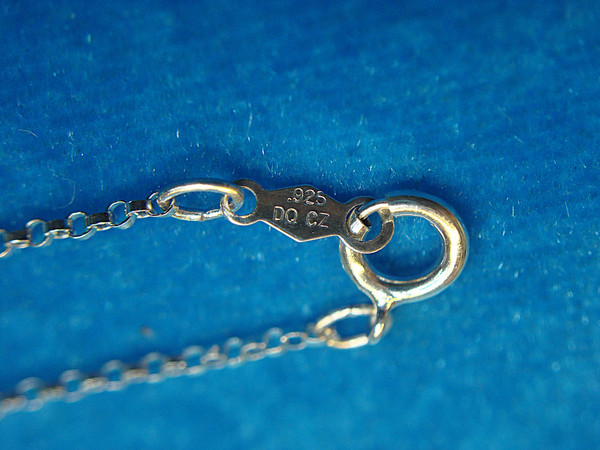 Sterling Silver'R' Initial Necklace with Cubic Zirconia - 18 Inch Chain