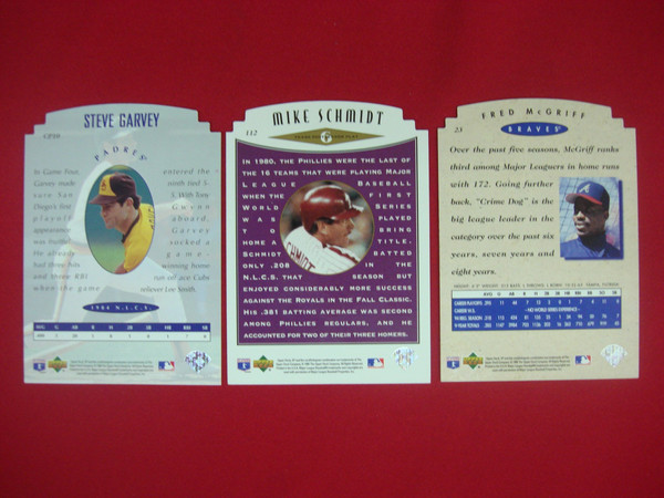 1995 Upper Deck SP Championship Die-Cut Baseball Card Set: Mike Schmidt, Steve Garvey & Fred McGriff