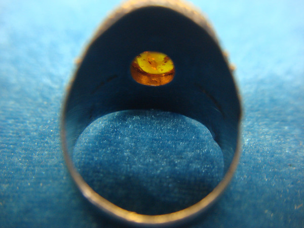 Vintage Sterling Silver Baltic Amber Ring (Size 10) - Indonesia