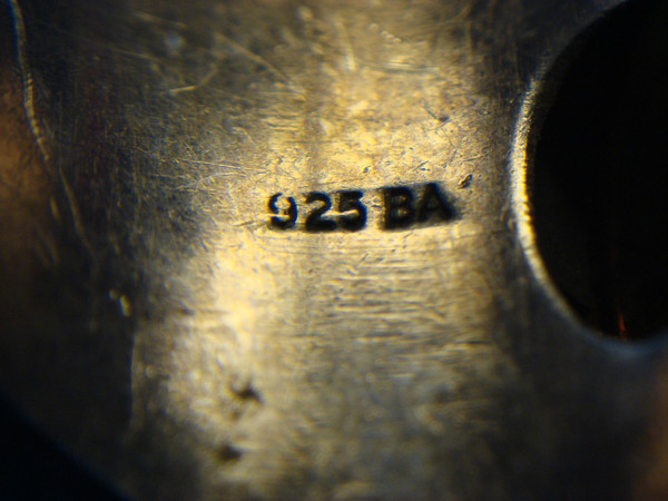 Vintage Sterling Silver Baltic Amber Ring (Size 10) - Indonesia