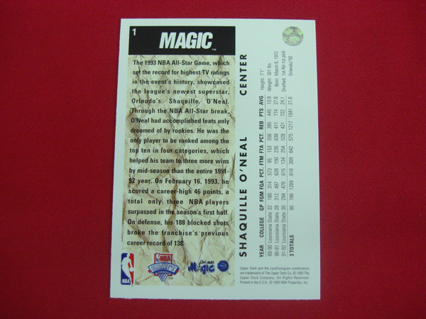 1992-93 Upper Deck Shaq O'Neal Rookie Card #1 RC - Orlando Magic Legend | PSA Graded