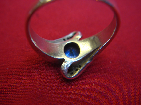 Sterling Silver Amethyst & Blue Fire Opal Ring with CZ Accents - Size 10, Pre-Owned (Excellent Condition)