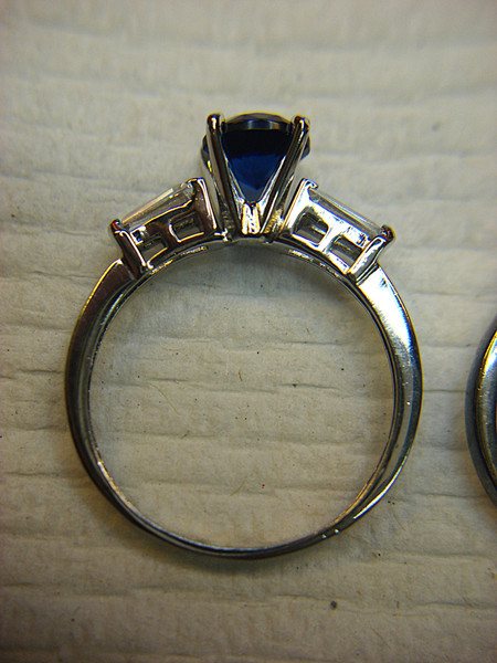 Sterling Silver Blue & Green Stone Ring Set - Size 7 3/4