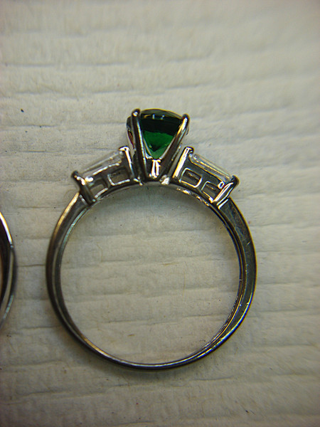 Sterling Silver Blue & Green Stone Ring Set - Size 7 3/4