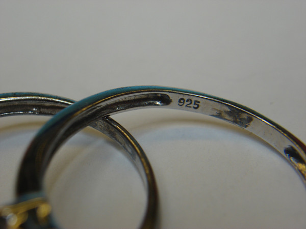 Sterling Silver Blue & Green Stone Ring Set - Size 7 3/4