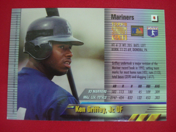 1994 Topps Stadium Club Finest Ken Griffey Jr. #5 Seattle Mariners Baseball Card - PSA Graded