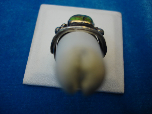 Vintage Sterling Silver Turquoise Ring - Size 9 - Early Piece (7.4g)