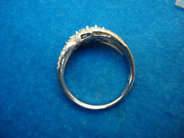 Sterling Silver Ring with Blue Gemstones & CZ Stones - Size 10