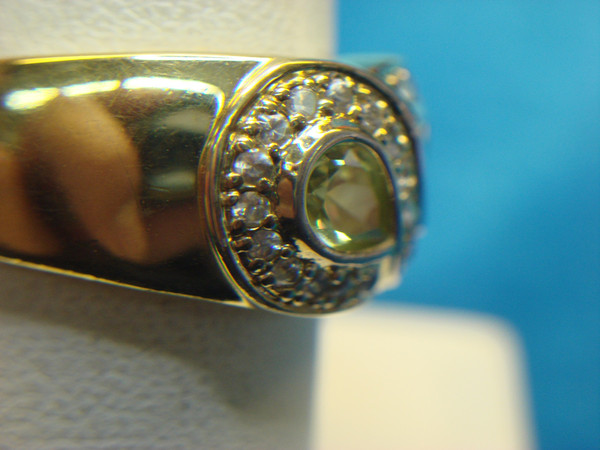 Gold Vermeil Sterling Silver Ring with Diamond Simulants & Purple/Citrine Stones - Size 8