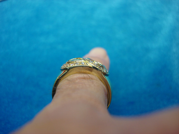 Gold Vermeil Sterling Silver Ring with Diamond Simulants & Purple/Citrine Stones - Size 8