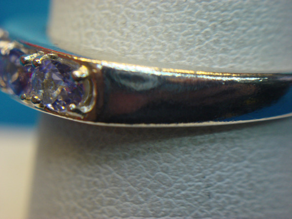 Elegant Sterling Silver Ring with Purple Stones - Size 8