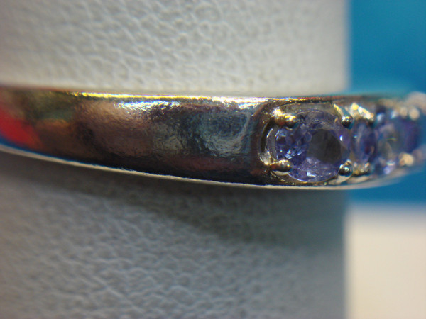 Elegant Sterling Silver Ring with Purple Stones - Size 8