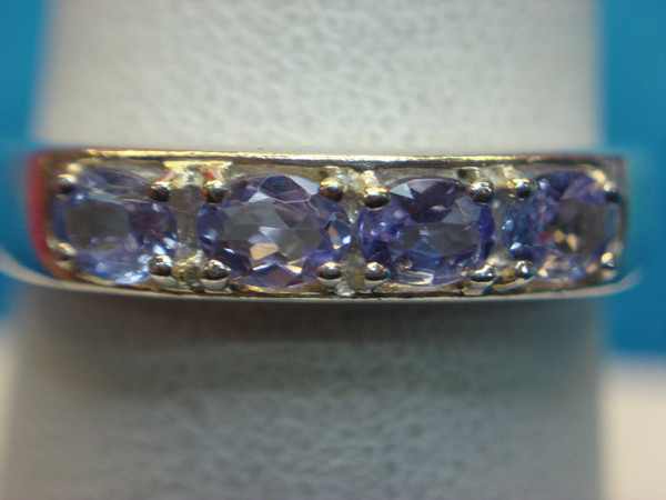 Elegant Sterling Silver Ring with Purple Stones - Size 8